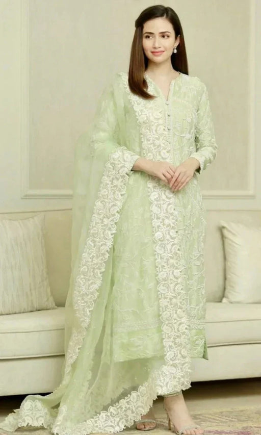Bareeze-3PC Lawn Embroidered Shirt with Organza Embroidered Dupatta -NAG