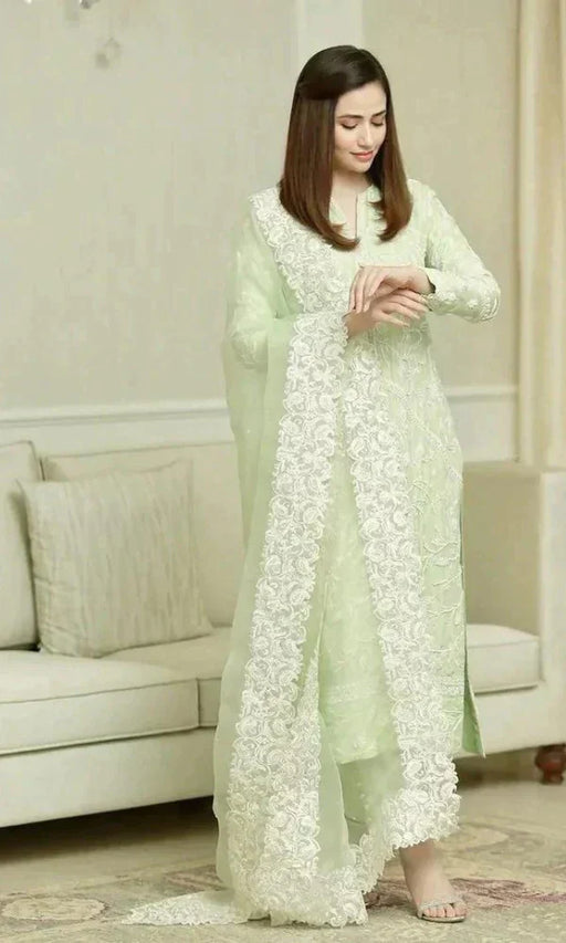 Bareeze-3PC Lawn Embroidered Shirt with Organza Embroidered Dupatta -NAG