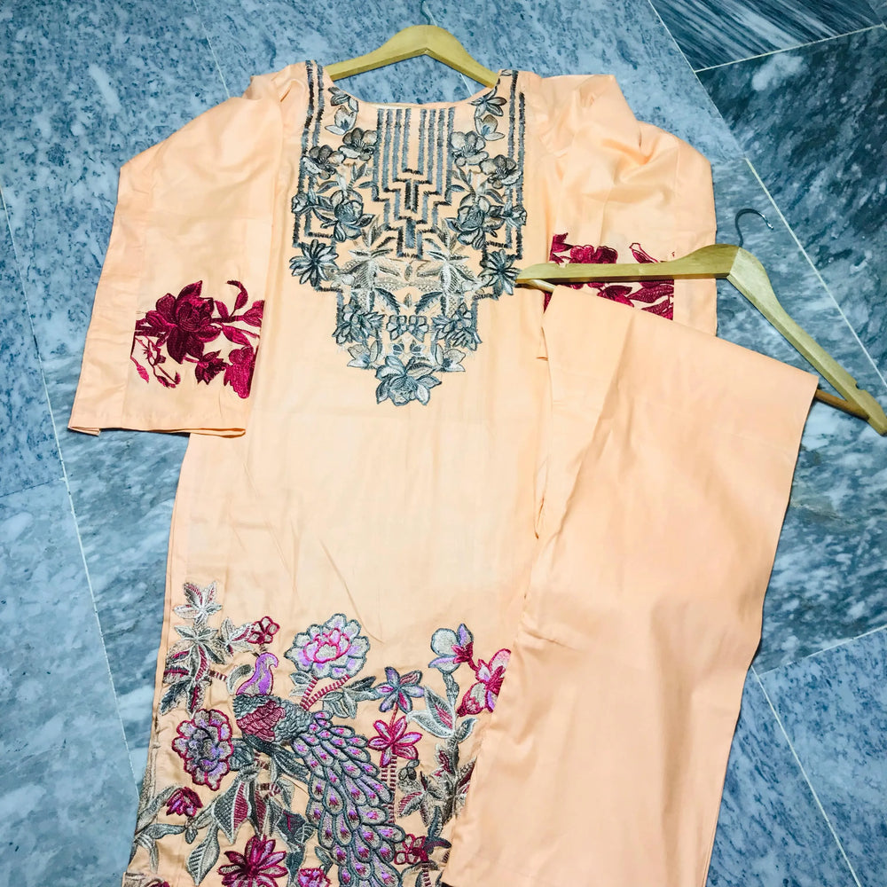 Ready to Wear | Heavy Embroidered Lawn Dress NMG#223