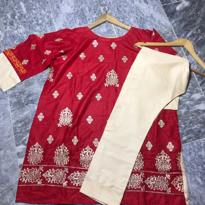 Ready to Wear | Heavy Embroidered Lawn Dress NMG#228