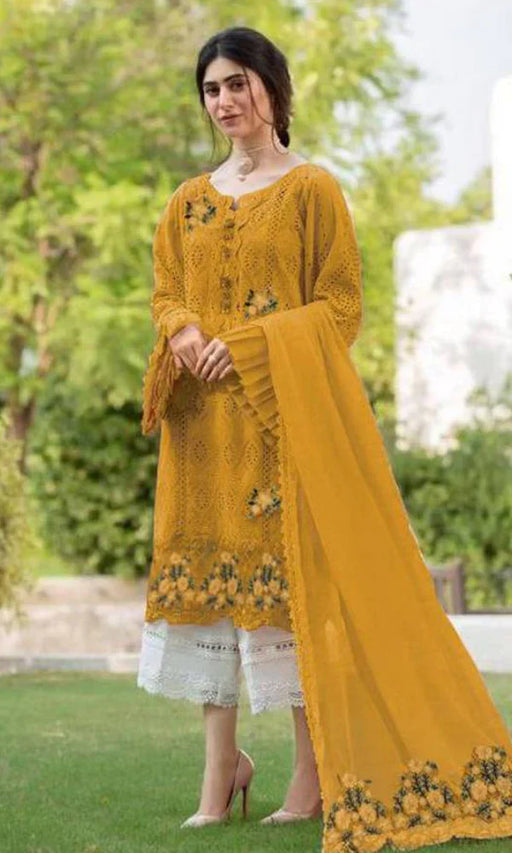 Embroidered Shirt With Bamber Chiffon Embroidered Dupatta - NAB#6736